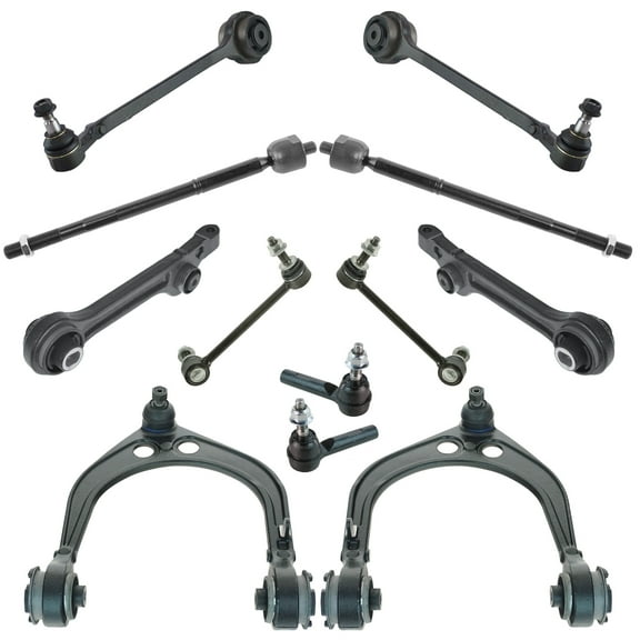 TRQ 12 Piece Steering Suspension Kit Control Arms Tie Rods Sway Bar End Links PSA64836