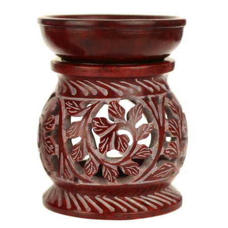 Oil Diffuser - Red Soapstone Oil Burner Round leaves (Best Cheap Reed Diffusers)