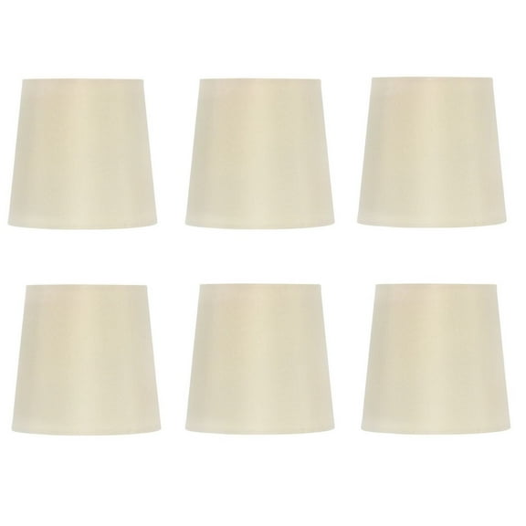 Chandelier Lamp Shade 4 Inch Eggshell Retro Drum Set of Six Clips Onto Bulb