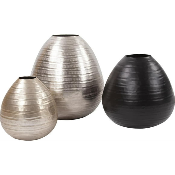 HOWARD ELLIOTT Vase Contemporary European Teardrop Medium Chiseled Matte Black
