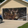 thumbnail image 5 of Forest Deer Garage Door Cover Banner 7 x 16 FT, Farmhouse Vintage River Elk Garage Door Curtains Backdrop with Grommets for Indoor Outdoor Wall Party Porch Yard Decorations Background, 5 of 9