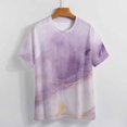 thumbnail image 3 of Marble Blue Greene Purple And Gold Stripes Women's Short Sleeve Tops Casual Blouses T Shirt, 3 of 6