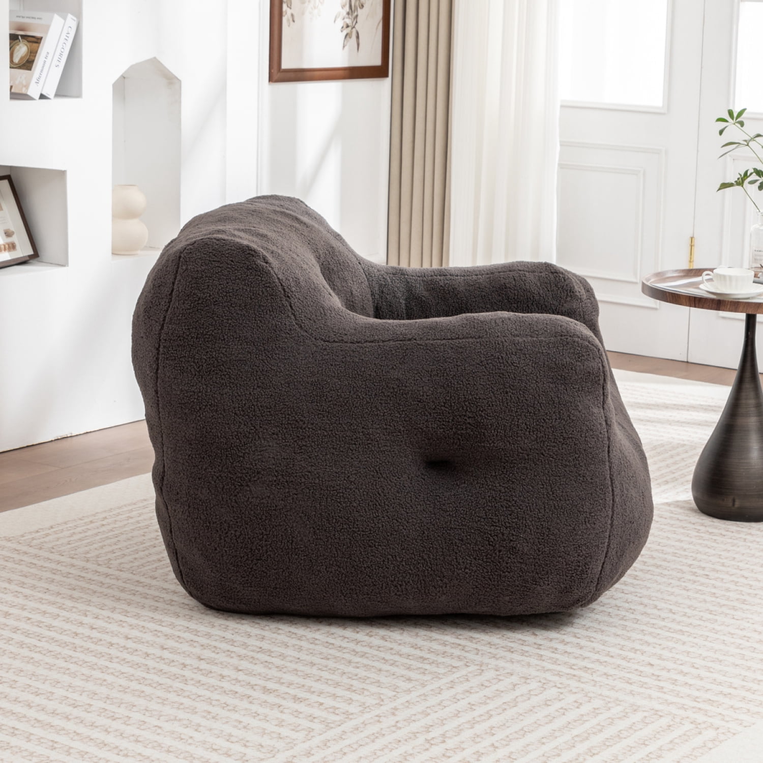FENGFAN Large Bean Bag Chair with Armrests, High Density Foam Filled Removable Cover Lazy Sofa for Adults Bedroom Living Room, 1 Pack