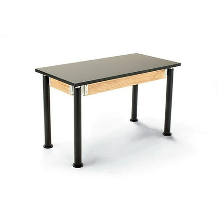 Black Science Table - National Public Seating PSLT2448AH-10 24 x 48 in. Height Adjustable Science Lab Table with Phenolic Top, Black Legs