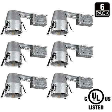 Recessed Socket - TORCHSTAR 6 Pack 4-inch UL-listed Remodel Can, Air Tight IC Housing, E26 Socket Included, Recessed Retrofit Kit