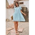 thumbnail image 3 of ABPHQTO Minivestido azul cielo con bolsillos y volantes en el cuello con volantes para mujer, 3 of 5