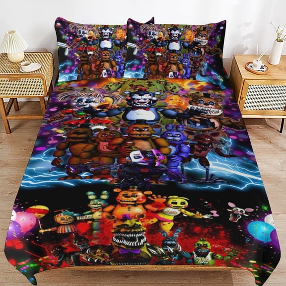 Comfortable Five Nights At Freddy'S Bedding 3 Pieces Set With Pillow Shams for All Seasons 90"x90"