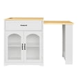 thumbnail image 4 of Noble House Extendable Counter Table with Wheels & Power Outlet,White+Natural, 4 of 9