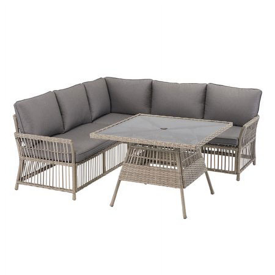 Better Homes & Gardens Belfair 4-Piece Outdoor Wicker Sectional Dining Set with Gray Cushions - image 2 of 10
