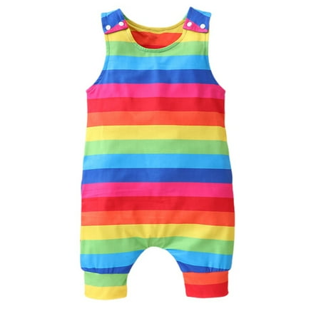 

Gyratedream Baby Girls Boys Sleeveless Romper Coverall Jumpsuit Playsuit One Piece Rainbow Summer Outfits Clothes