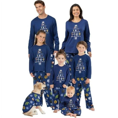 

Family Matching Christmas Pajamas Set Xmas Elements Print Long Sleeve Tops and Snowflake Long Pants Sleepwear