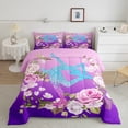 thumbnail image 2 of Homewish Children Teenagers Sport Figure Skating Bedding Comforter Set 2pcs,Gradient Bling Splash Twin Comforter Sets Microfiber,Chic Floral Flowers Breathable Bedding Set,Super Cozy Room Decor, 2 of 8