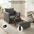 thumbnail image 3 of YIKEMA 4-in-1 Convertible Sleeper Chair Bed, 84 Inch Extra Long Pull Out Sofa for Tall Guests, Adjustable Backrest Lounge with Side Storage & Metal Frame, 500 lbs Capacity, Dark Gray, 3 of 8