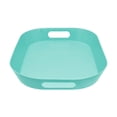thumbnail image 4 of Mainstays Light Blue Plastic Modern Rectangular Serving Tray with Handles, 16" x 12" x 2", 1 Piece, 4 of 6