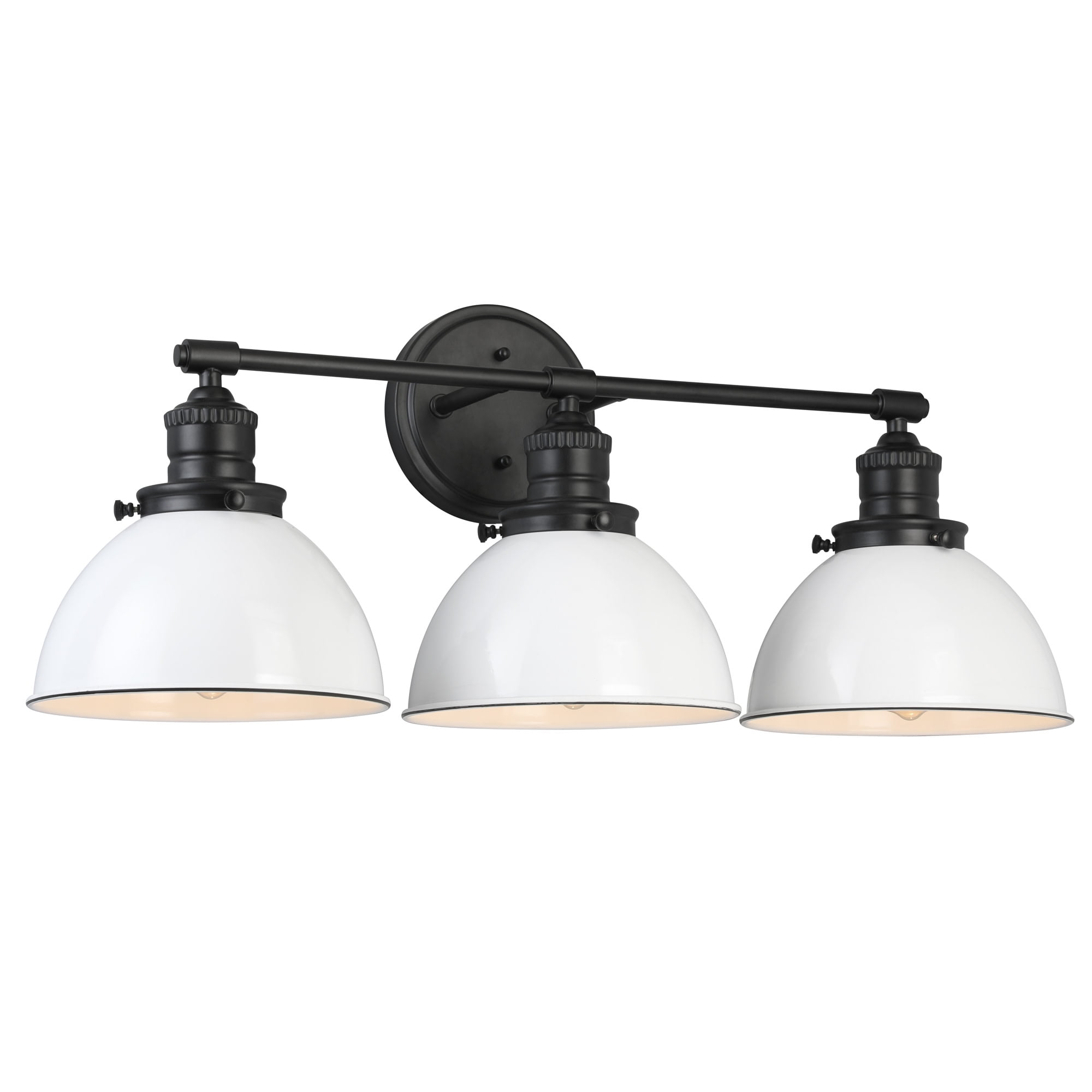 Savannah 3-Light Vanity Light, Matte Black Finish, White Metal Shades, Dimmable, Bathroom Wall Fixture – Design House, WM158830