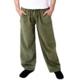 thumbnail image 3 of Mens Spring Summer Leisure Vacation Party Beach Hawaii Solid Color Cotton Linen Trousers, 3 of 6