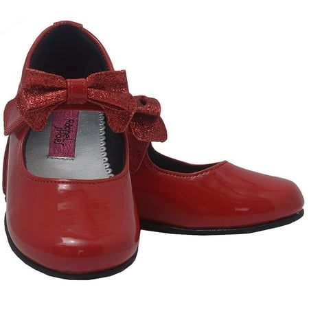 Rachel Little Girls Red Patent Mary Jane Shimmer Bow Dress Shoes 5-10 ...