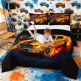 thumbnail image 3 of Meiyoeat Vintage Muscle Car Full Size Comforter Sets 3-Piece for Boys,Flame Track Art Bedding Comforter Set,Black Reversible,1 Comforter and 2 Pillowcases,1 Comforter and 2 Pillowcases, 3 of 6