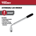 thumbnail image 4 of Hyper Tough Heavy Duty Extendable Lug Wrench, 15 to 22-inch Tire Iron, Chrome, 4 of 10