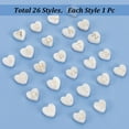 thumbnail image 4 of 26pc White Heart Beads Alphabet A-Z Charms Natural Freshwater Shell Letter Initial Charm Glass Spacer DIY, 4 of 6