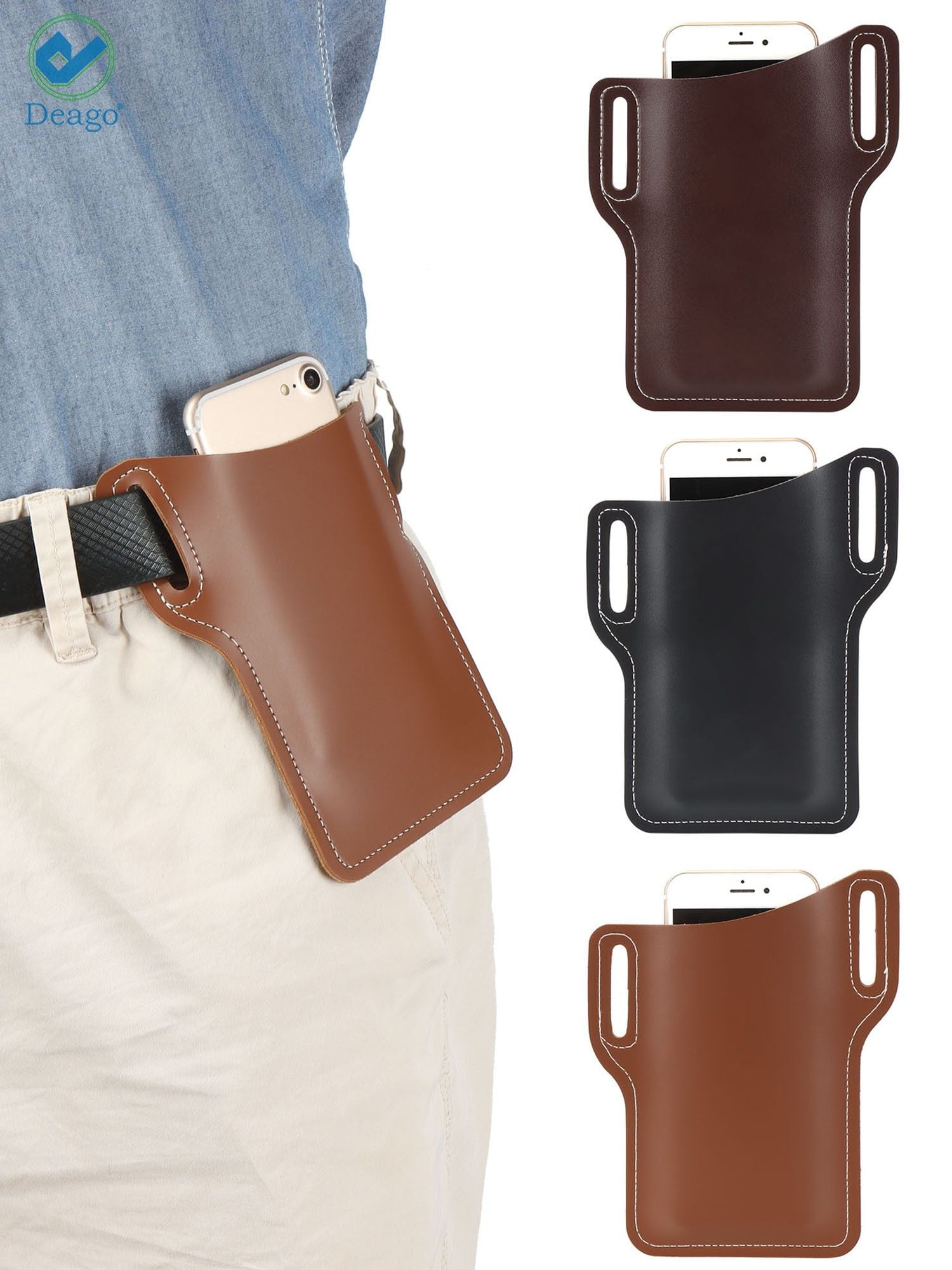 Hot Men's Leather Mobile Phone Case Belt Loops Waist Bag Fanny Pack Cards Purse