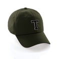 thumbnail image 1 of Customized Letter Intial Baseball Hat A to Z Team Colors, Olive Cap White Black Letter T, 1 of 7