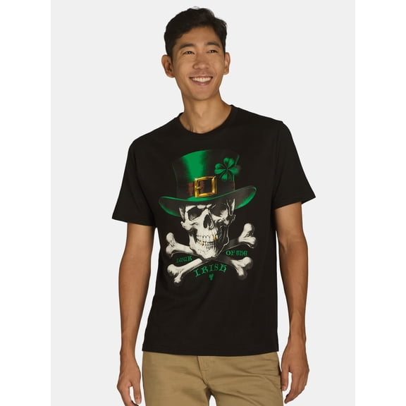 Saint Patrick's Day Men's and Big Men's Skull Graphic Tee by Way to Celebrate, Sizes XS-3XL