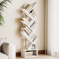 thumbnail image 4 of Casacomoda 6-Tier Tree Bookshelf for Corner & Small Space — Narrow Steel & Wood Bookcase, Tall Floor Standing Book Organizer Shelf with Storage Cabinet, Home Decor for Living Room, Bedroom, White, 4 of 8