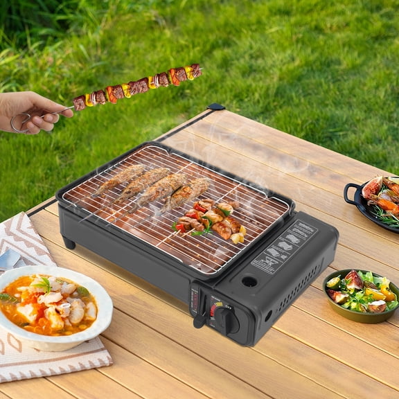 Portable Gas Barbecue Stove 2.2KW Butane Camping Grill with Piezo Ignition