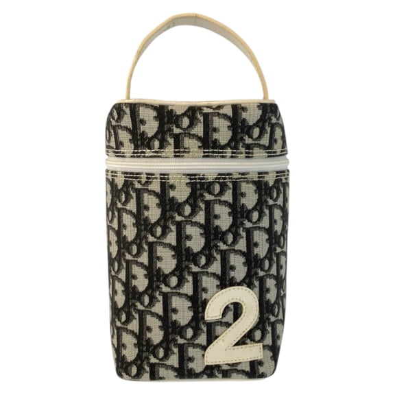 Pre-Owned Christian Dior Trotter White Black Leather Handbag Vanity Bag CM1026 for Women