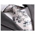 thumbnail image 1 of Men's Fashion White Grey Floral Silk Neck Tie With Gift Box, 1 of 1