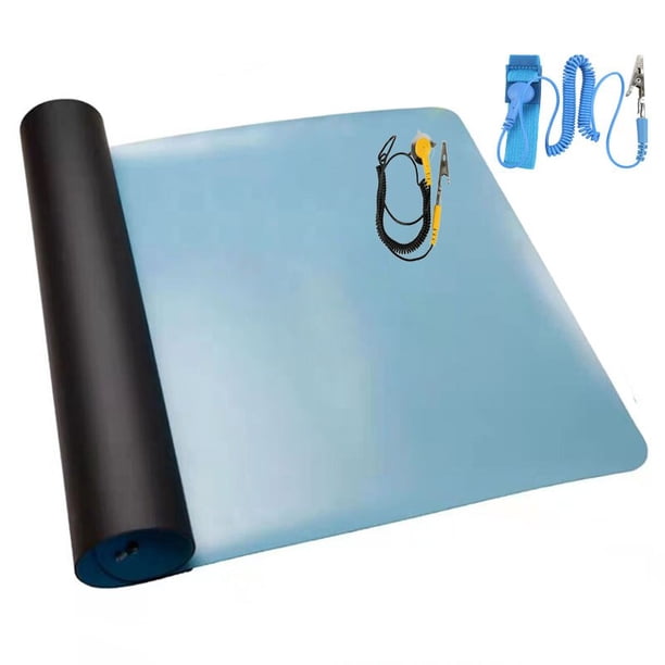 Alfombrilla antiestática ESD de 700x500x2,0mm, manta antiestática + cable de tierra + muñeca ESD para ordenador móvil, PCB reparado