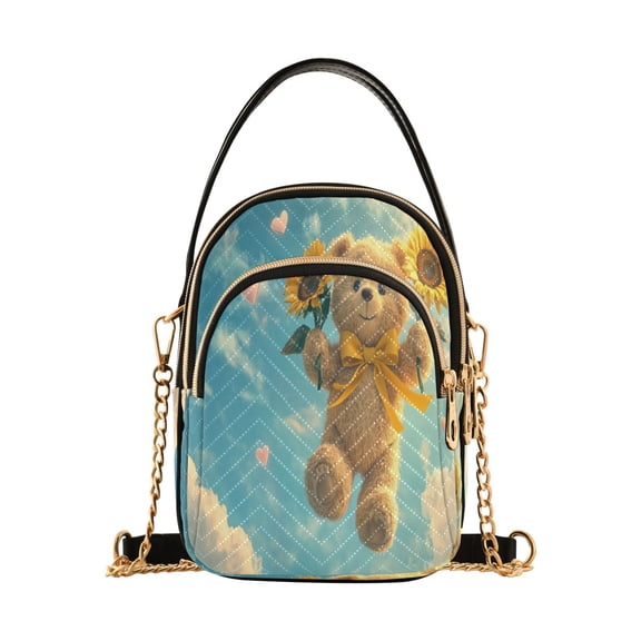 YAZAOO Cross Body Fashion Shoulder Waist Purse Bags Flying Bear with Sunflowers Pocket Handbags
