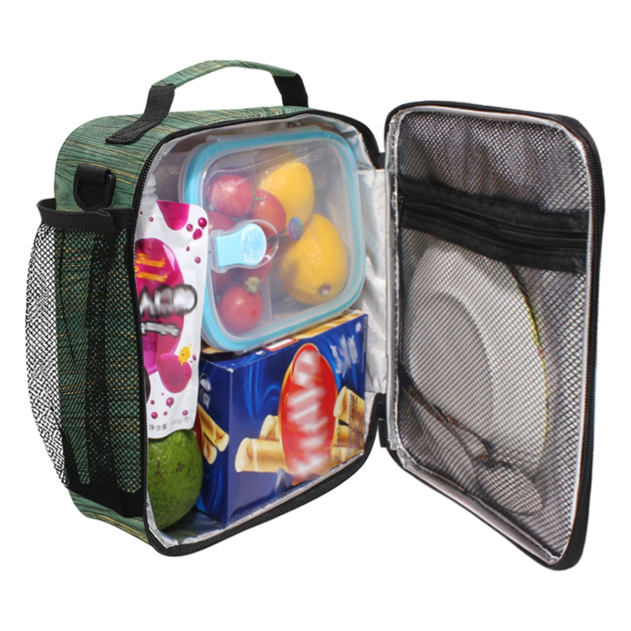 ALAZA Retro Wood Lunch Box Insulated Cooler Lunch Bag with Shoulder Strap Meal Prep Tote