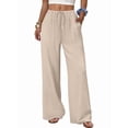 thumbnail image 4 of Women'S Linen Summer Palazzo Pants Flowy Wide Leg Beach Pants with Pockets Color M, 4 of 9