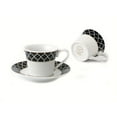 thumbnail image 3 of Espresso Cups and Saucers Set with Metal Stand for Cappuccino, Latte, Cafe Mocha - Black and Gold, 2 oz. Set of 6, 3 of 5
