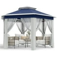 thumbnail image 1 of Garvee 79.5" Pop-up Gazebo Tent, Adjustable Height with Mosquito Netting, Double-Layer, Blue, 1 of 7