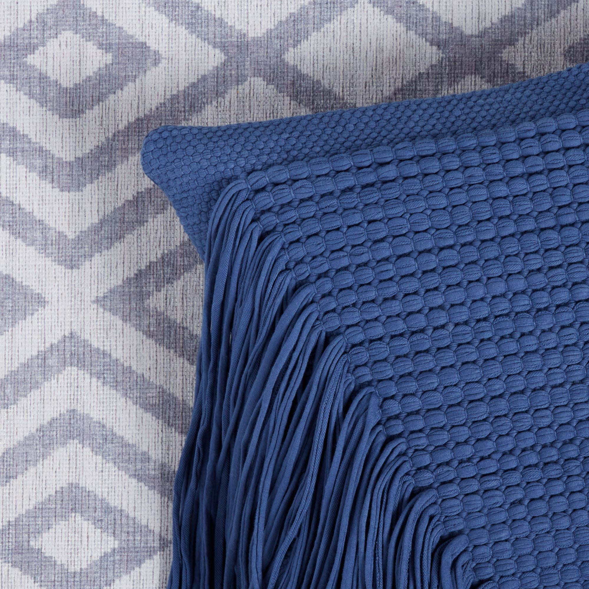 Wanda June Home Jersey Knit Fringe Pillow, 1 Piece, Blue, 18"x18" by Miranda Lambert