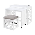 thumbnail image 4 of CoSoTower Desks and Stool Set 3Pc White Finish Rolling Desk with Casters, 2 Charging Ports Home Office Furniture, 4 of 9