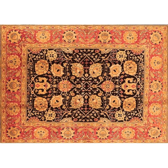 Ahgly Company Indoor Rectangle Oriental Orange Industrial Area Rugs, 8' x 12'