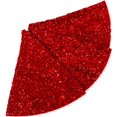 thumbnail image 2 of Red Tree Skirts Christmas Sequined Tree Decorations 36 Inches Diameter Velvet Fabric Glitter Embroidered and Sequined Tree Cover Skirts Soft Shimmer Tree Mat for All Occasions, 2 of 7