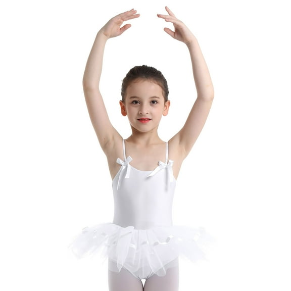 iEFiEL Girls Lovely Bowties Spaghetti Straps Ballet Dance Gymnastics Leotard Tutu Dress