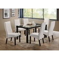 thumbnail image 5 of 5 Piece Cappuccino Wood & Glass Kitchen Dinette Dining Table & 4 White Upholstered Parsons Side Chairs Set, 5 of 5