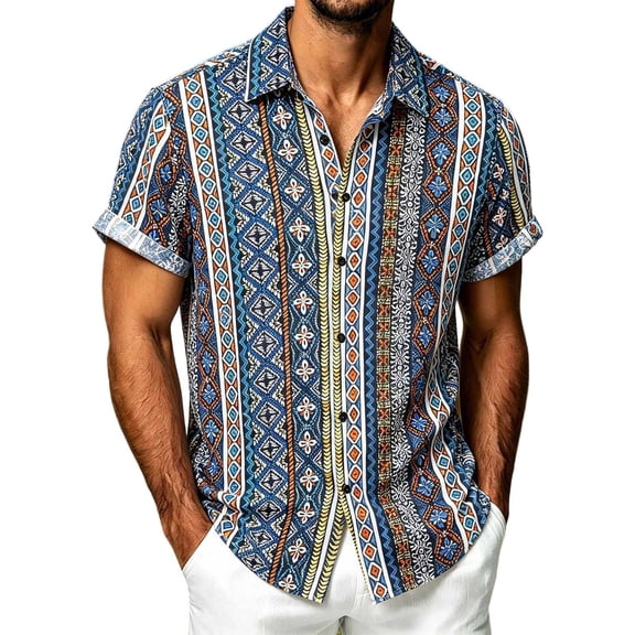 IWRICH Men's Casual Hawaiian Floral Shirts Short Sleeve Button down Tropical Shirts Beach Summer Shirts Light Blue XL