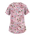 thumbnail image 4 of Women's Printed Scrub Tops, Personality Sunflower Pattern Short Sleeve Work Uniform, Plus Size V-Neck Stretch Scrubs with Pockets, 4 of 5