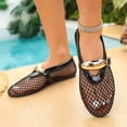 thumbnail image 2 of Rokment Womens Buckles Fishnet Ballet Flat Mary Jane Slip on Dressy Shoes Summer Fall Fashion Retro Mesh Closed Toe Comfortable Walking No Heel Mules Loafers Sandals Black Size 6, 2 of 6