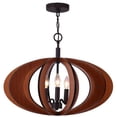 thumbnail image 4 of Woodbridge Lighting Fins Aquatech 3-light Wood Foyer Pendant in Cherry/Nickel, 4 of 4