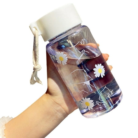 

500ml Gift Water Bottle School Travel Portable With Rope Small Daisy