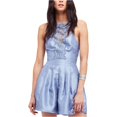 thumbnail image 2 of Free People Womens Heart to Heart Flare Romper Jumpsuit, Blue, 8, 2 of 2