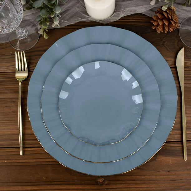 Efavormart 10 Pack | Dusty Blue 6" Round Plastic Dessert Salad Plates ...